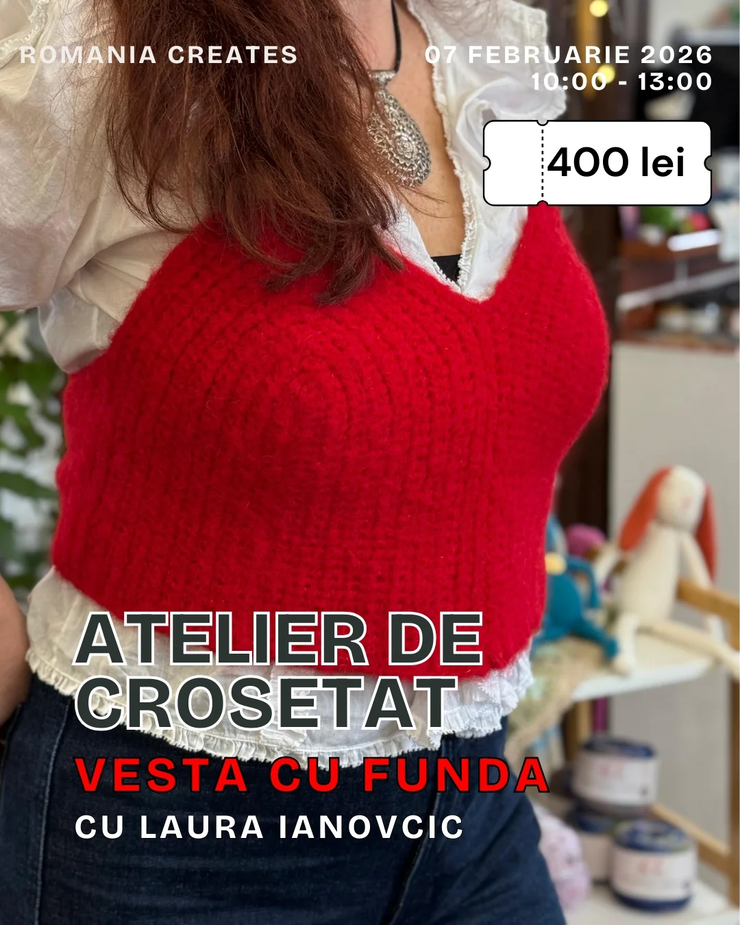 Atelier de Croșetat Vestă cu Fundă